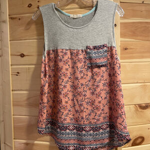 Women's Rewind Floral Tank Top XL Pink Gray